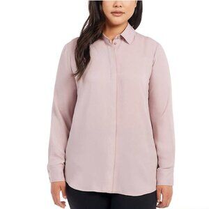 NWT Dalia Women's Long sleeve High Low Hem Woven Button Down Blouse Top